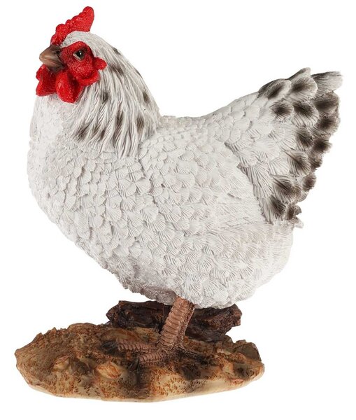 Záhradná figúrka z polyresinu Chicken, 19 cm, biela