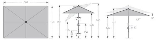 Knirps APOLL záhradný slnečník 300 x 200 cm bordó Knirps