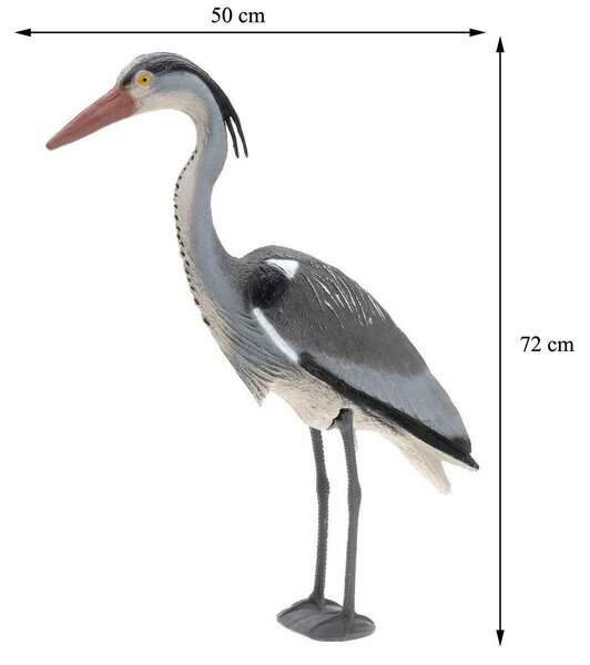 Záhradná plastová figúrka Heron, 72x50 cm, sivá BS
