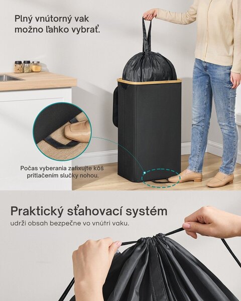 Triediaci kôš na fľaše a plechovky ECOVIA, 100l, čierna/béžová SongmicsHome