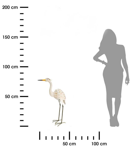 Záhradná kovová figúrka Crane 4, 75 cm, viacfarebná