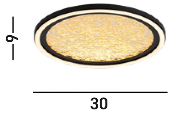 Stropné LED svetlo Luna, Ø 30 cm, čierna/zlatá farba, kov, Čierna, Obývacia izba / jedáleň, kov, Závesné svietidlo
