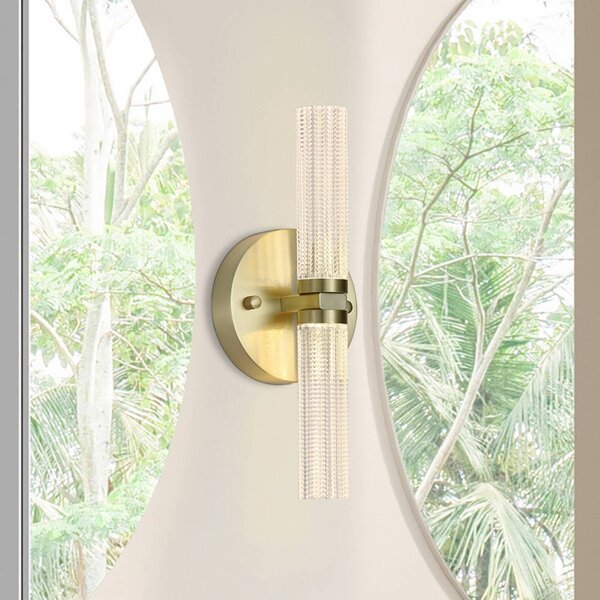 LED nástenné svetlo do kúpeľne Aberdeen, výška 34 cm, mosadzová farba, 2-pl., Mosadz / zlato, Kúpeľňa, kov, Nástenné svietidlo