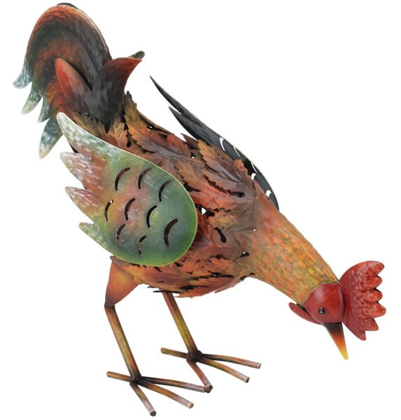 Záhradná kovová figúrka Rooster, 32 cm, viacfarebná