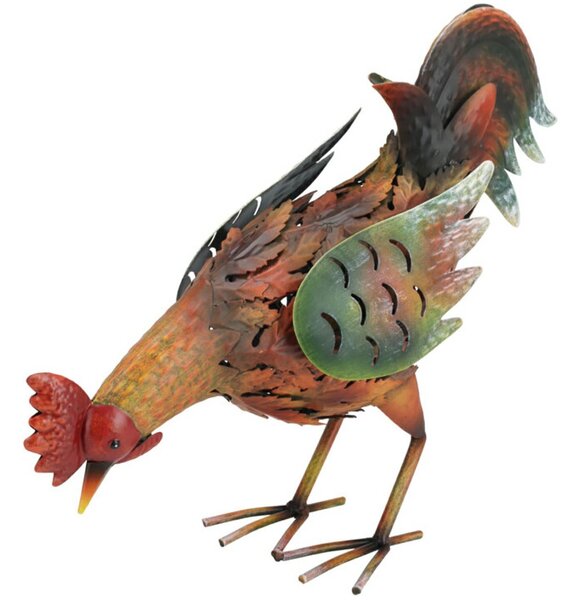 Záhradná kovová figúrka Rooster, 32 cm, viacfarebná