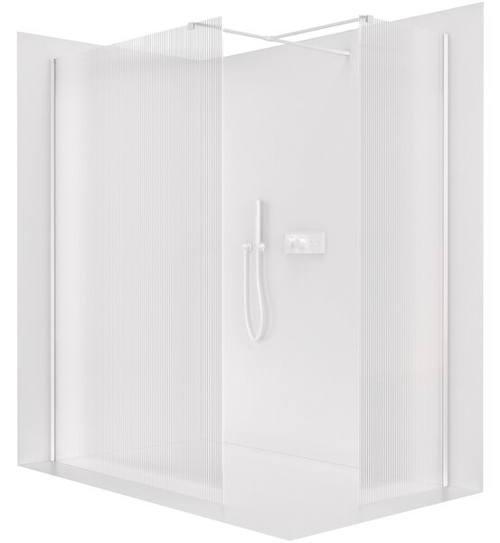 CERANO - Sprchová zástena Walk-in Onyx T L/P - 8 mm - hranatá vzpera - matná biela, ryhované sklo - 50x50x200 cm