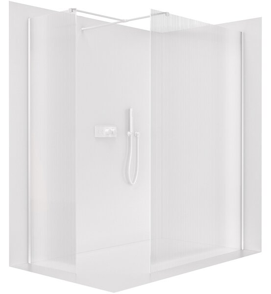 CERANO - Sprchová zástena Walk-in Onyx T L/P - 8 mm - hranatá vzpera - matná biela, ryhované sklo - 50x50x200 cm