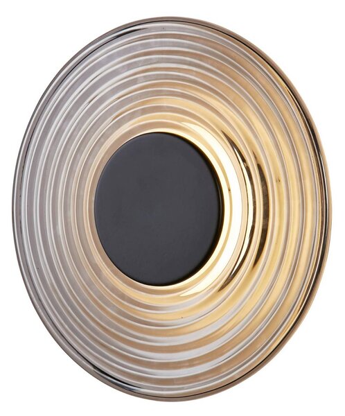 LED nástenné svetlo Cleo, dymovo sivá/čierna matná, Ø 30 cm, sklo, Hliník / sivá / zinok, Obývacia izba / jedáleň, Sklo, Moderný, Nástenné svietidlo