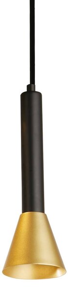 Závesné svietidlo Signal, Ø 9 cm, čierna/zlatá, kov, Čierna, Obývacia izba / jedáleň, kov, Závesné svietidlo