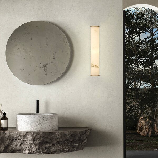 LED nástenné svetlo do kúpeľne Wales, zlatá/mramorovaná, 35 cm oceľ/živica, Mosadz / zlato, Kúpeľňa, kov