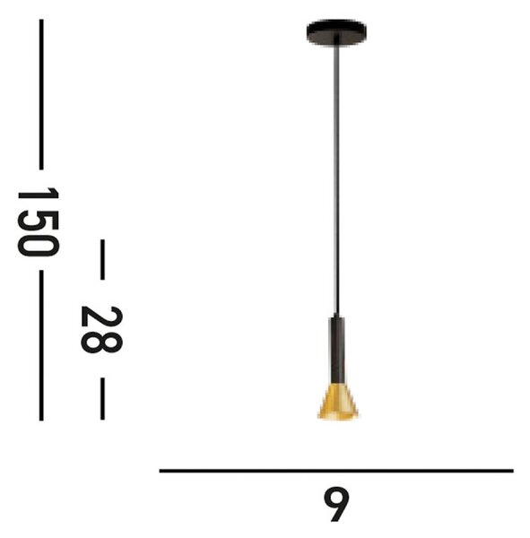 Závesné svietidlo Signal, Ø 9 cm, čierna/zlatá, kov, Čierna, Obývacia izba / jedáleň, kov, Závesné svietidlo