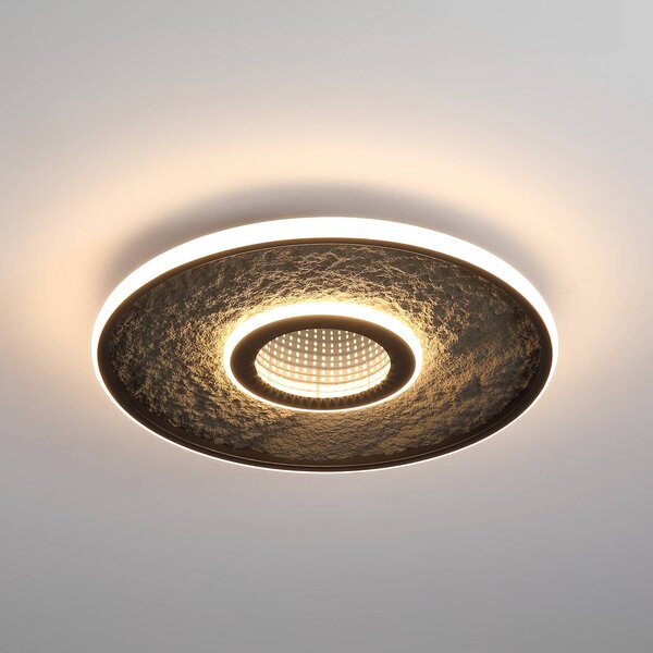 Stropné LED svetlo Lumadisc, čierne, Ø 41 cm, kov/silikón, Čierna, Obývacia izba / jedáleň, kov, Moderný, Závesné svietidlo