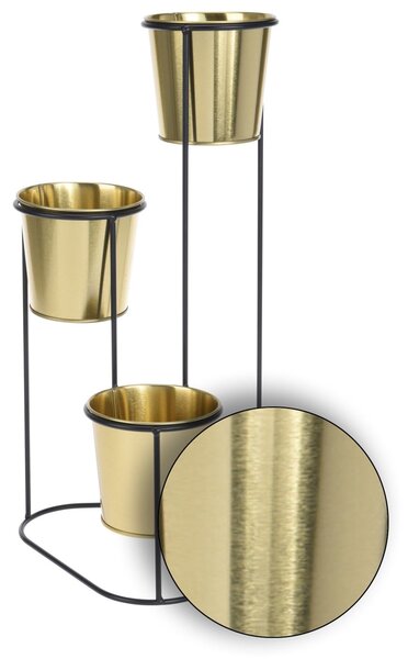 KOVOVÝ KVETINÁČ SO STOJANOM GOLD 46,5X23,5 CM ZLATÁ/ČIERNA