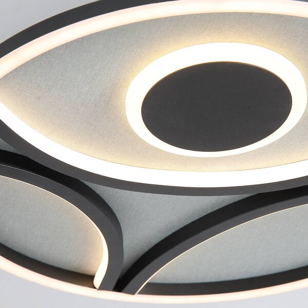 Stropné LED svetlo Zendisc, motív polkruh, Ø 39 cm, čierne, Čierna, Obývacia izba / jedáleň, kov, Moderný, Závesné svietidlo