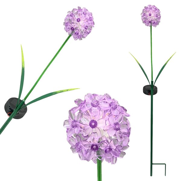 Zapichovacie záhradné solárne svetlo Flower, 70 cm, kov/plast, fialová