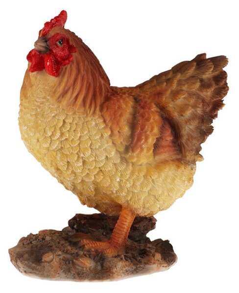 Záhradná figúrka z polyresinu Chicken, 19 cm, hnedá