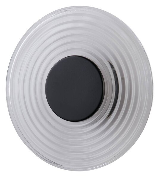 Searchlight LED nástenné svetlo Cleo, priehľadná/matná čierna, Ø 30 cm, sklo, Jasné / priehľadné, Obývacia izba / jedáleň, Sklo, Moderný, Nástenné svietidlo