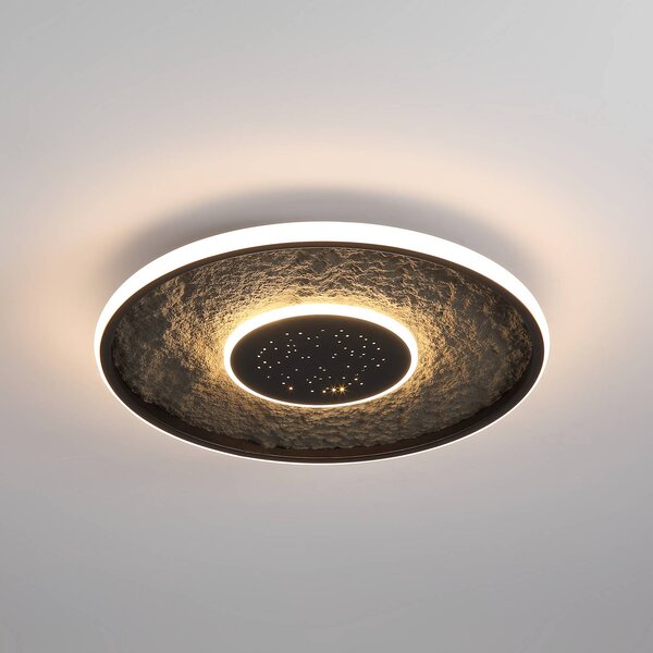 Stropné LED svetlo Lumadisc, efekt hviezd, čierne, Ø 41 cm, Čierna, Obývacia izba / jedáleň, kov, Moderný, Závesné svietidlo