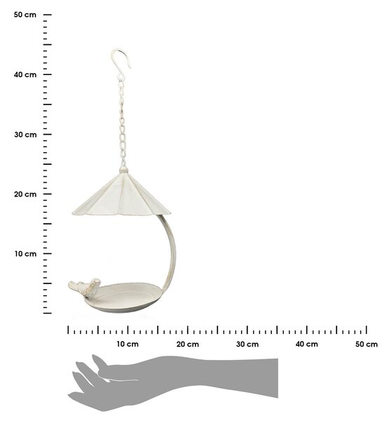 Závesné napájadlo pre vtáky Lillian, 43x18 cm, kov, krémová