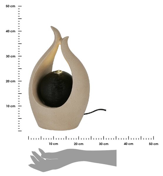 Záhradná fontána s osvetlením Alice, 40x25x23 cm, polistone, béžová
