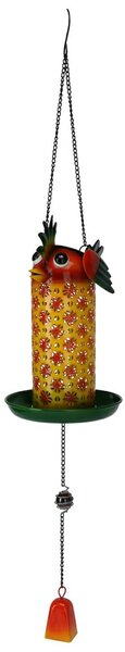 Závesné solárne kŕmidlo pre vtáky Chicken, 75x13 cm, kov, viacfarebná