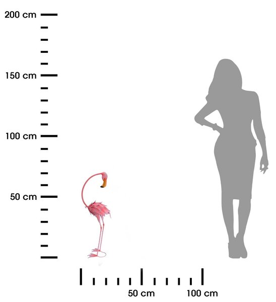 Záhradná kovová figúrka Flamingo, 70 cm, ružová