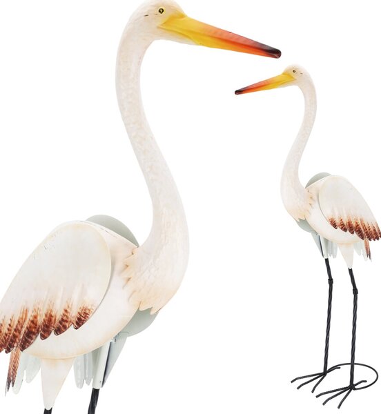 Záhradná kovová figúrka Crane, 87 cm, viacfarebná