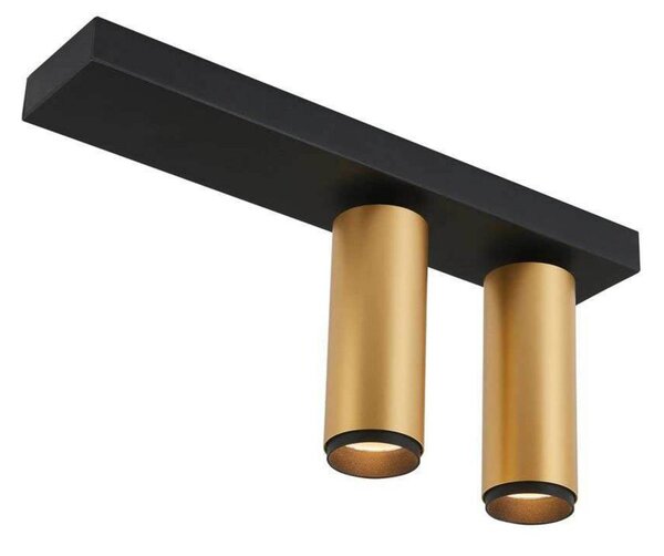 LOOM DESIGN LED stropné bodové svetlá X-Beam, 2-pl., čierny/zlatý, Čierna, Obývacia izba / jedáleň, Hliník, Moderný