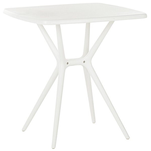 Záhradný bistro stôl biely plastový 70 x 70 cm vonkajší jedálenský stôl odolný voči poveternostným vplyvom