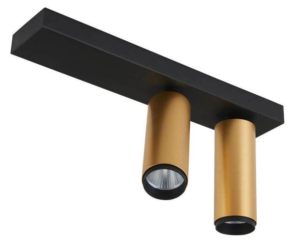LOOM DESIGN LED stropné bodové svetlá X-Beam, 2-pl., čierny/zlatý, Čierna, Obývacia izba / jedáleň, Hliník, Moderný