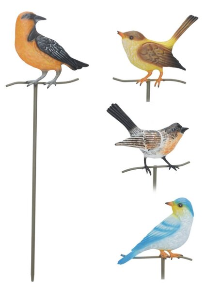 Zapichovacia záhradná dekorácia Birds, sada 4ks, 45 cm, kov, viacfarebná