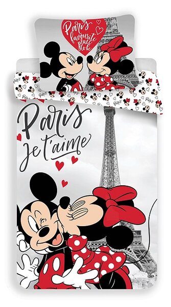 JERRY FABRICS Obliečky Mickey a Minnie Paríž Eiffelova veža Bavlna 140/200, 70/90 cm
