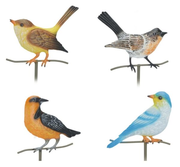 Zapichovacia záhradná dekorácia Birds, sada 4ks, 45 cm, kov, viacfarebná