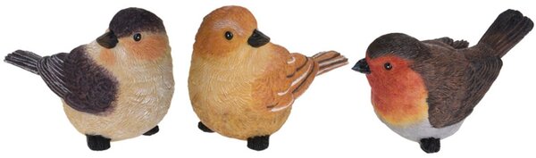 Záhradná figúrka z polistone Little Birds, sada 3ks, 9 cm, viacfarebná