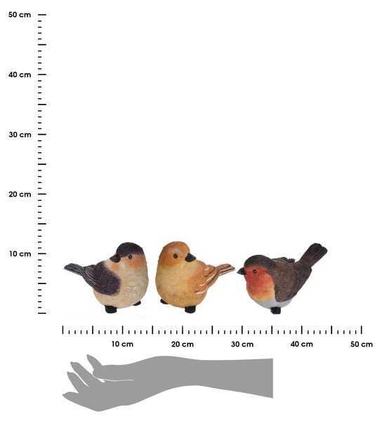 Záhradná figúrka z polistone Little Birds, sada 3ks, 9 cm, viacfarebná