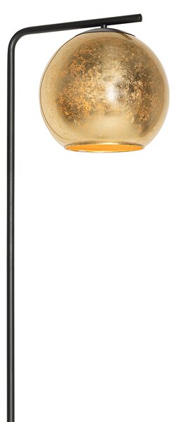 Dizajnová stojaca lampa čierna so zlatým sklom - Bert
