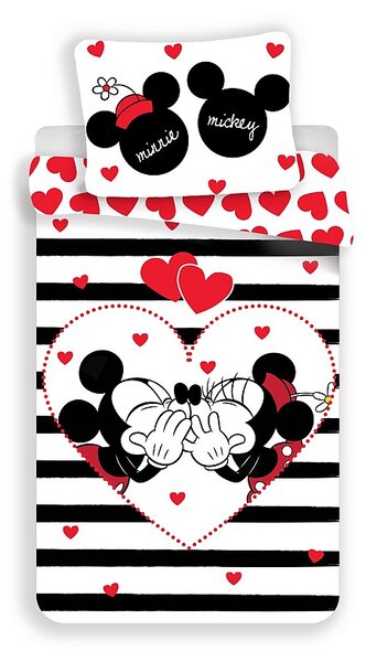 JERRY FABRICS Obliečky Mickey a Minnie stripes Bavlna 140/200 70/90 cm