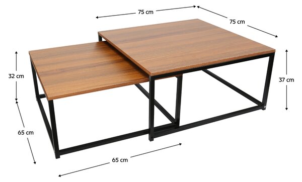 KONDELA Set dvoch konferenčných stolíkov, orech/čierna, KASTLER NEW TYP 1