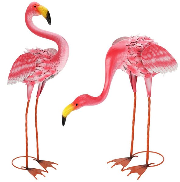 Záhradná kovová figúrka Flamingo, sada 2ks, 65 cm, ružová