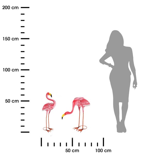 Záhradná kovová figúrka Flamingo, sada 2ks, 65 cm, ružová