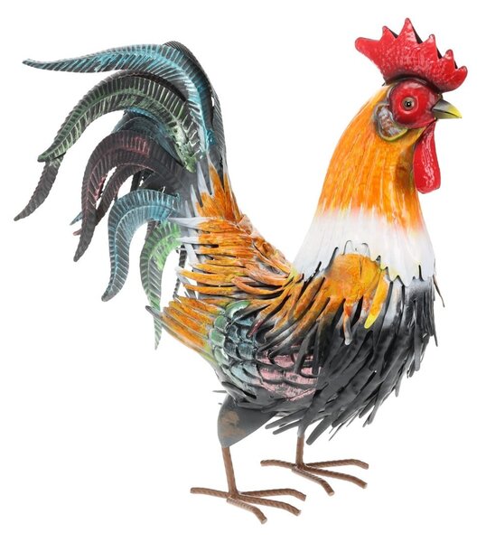 Záhradná kovová figúrka Rooster 1, 40,5 cm, viacfarebná