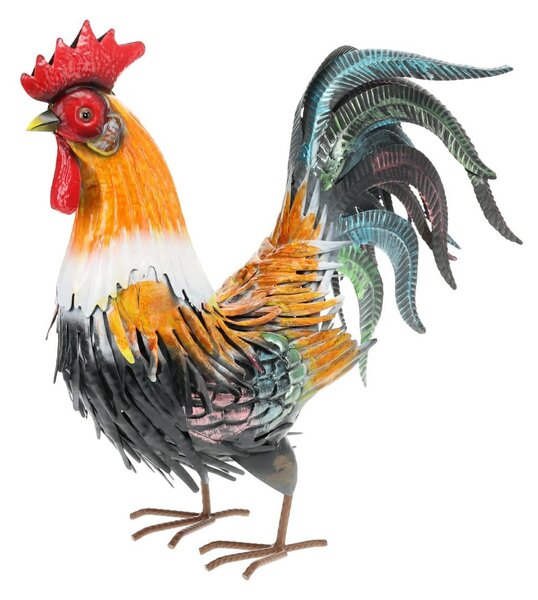 Záhradná kovová figúrka Rooster 1, 40,5 cm, viacfarebná