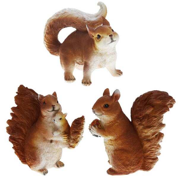 Záhradná figúrka z polistone Squirrels, sada 3ks, 12 cm, hnedá