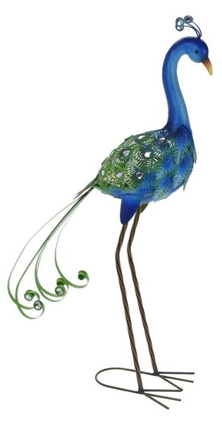 Záhradná kovová figúrka Peafowl, 80 cm, modrá