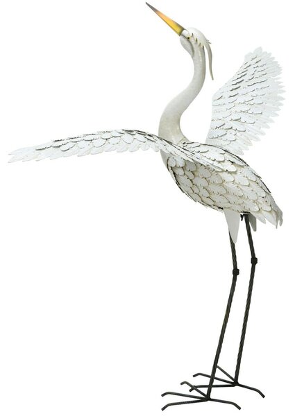 Záhradná kovová figúrka Crane 3, 123 cm, viacfarebná