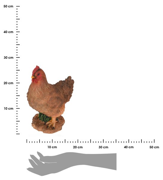 Záhradná figúrka z polistone Hen, 27 cm, hnedá