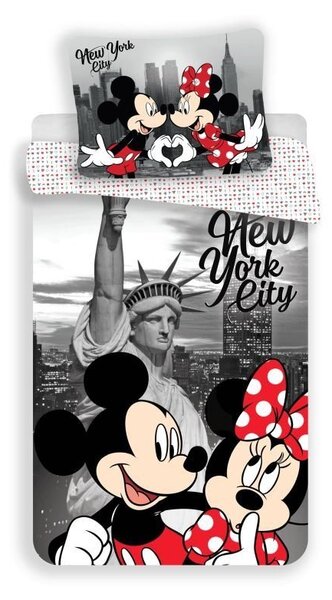 JERRY FABRICS MICRO Obliečky Mickey a Minnie v New Yorku 02 Polyester 140/200, 70/90 cm