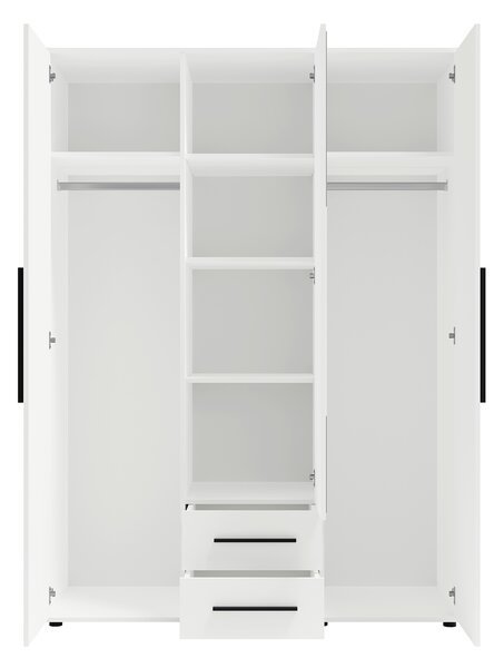 Šatníková skriňa so zrkadlom Maxione 150x205x59 - biela
