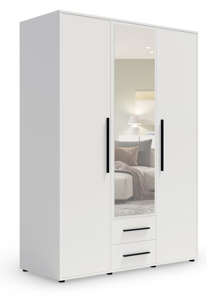 Šatníková skriňa so zrkadlom Maxione 150x205x59 - biela