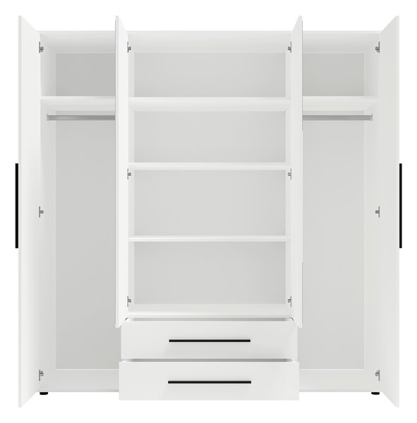 Šatníková skriňa so zrkadlom Maxione 197x205x59 - biela